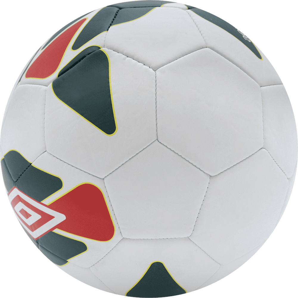Balón de fútbol marca Umbro, 32 paneles, blanco, con formas planas en el balón, tamaño 5. Modelo Aero.