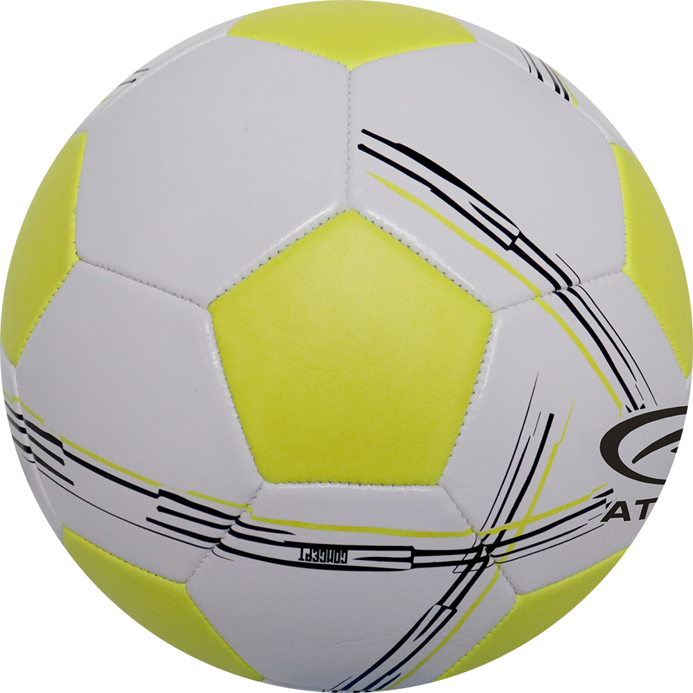 Balón de fútbol marca Athletic Works, 28 Paneles, blanco, con detalles amarillos, tamaño 5.