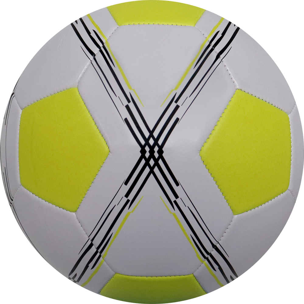 Balón de fútbol marca Athletic Works, 28 Paneles, blanco, con detalles amarillos, tamaño 5.