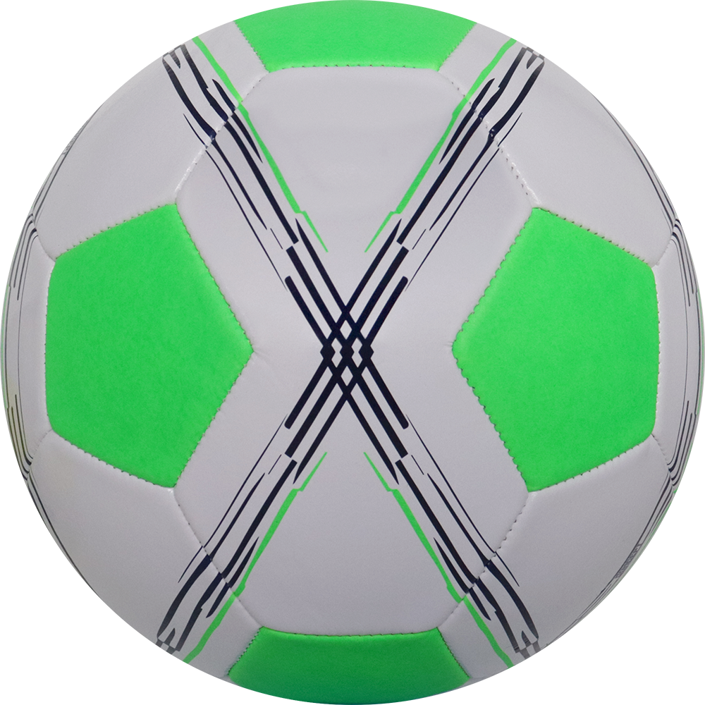 Balón de fútbol marca Athletic Works, 28 Paneles, blanco, con detalles verdes, tamaño 5.
