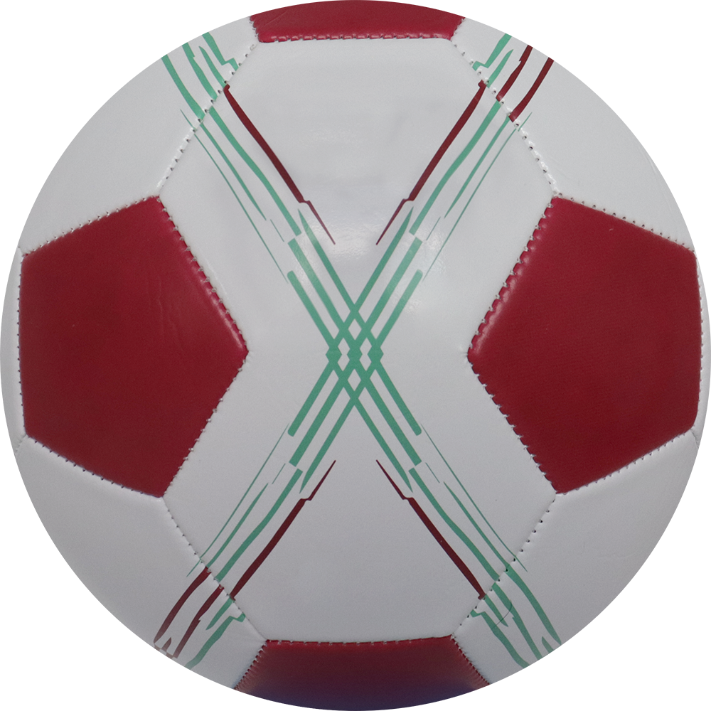 Balón de fútbol marca Athletic Works, 28 Paneles, blanco, con detalles vino, tamaño 5.