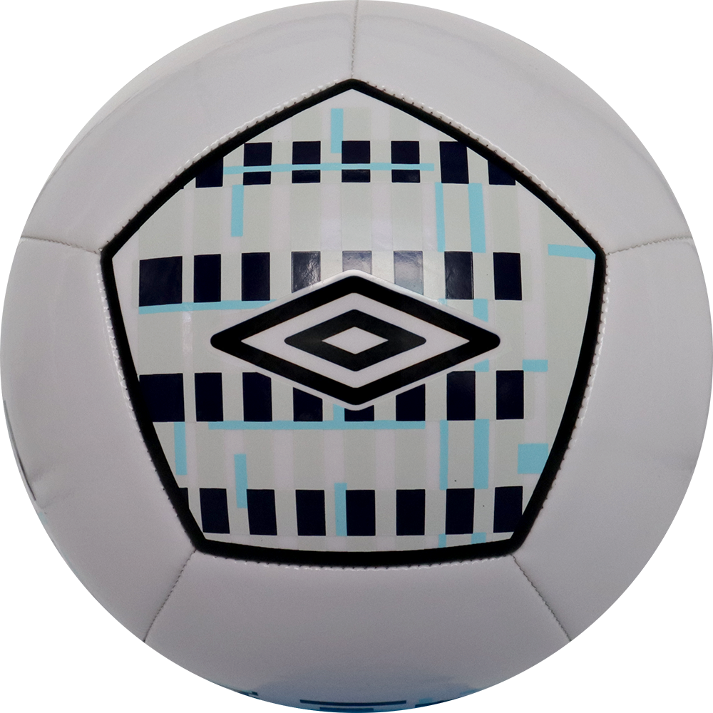 Balón de fútbol marca Umbro, 12 Paneles, amarillo neón, con detalles de colores, tamaño 4.