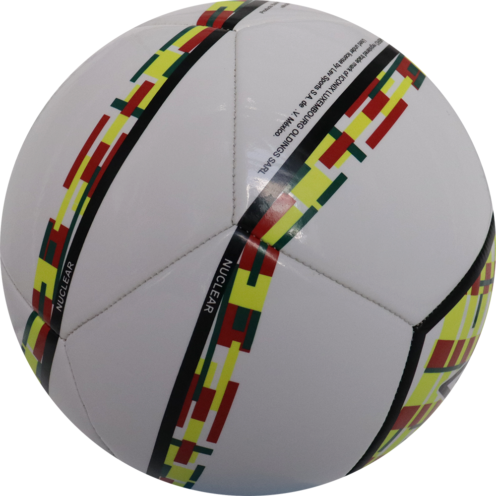 Balón de fútbol marca Umbro, 12 Paneles, amarillo neón, con detalles de colores, tamaño 4.